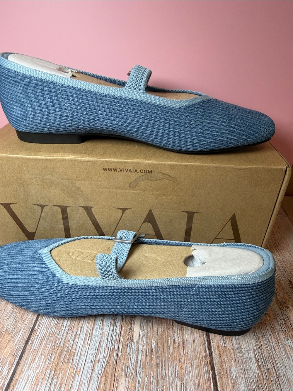 Vivala Blue Knit Mary Jane Slip-On Shoes size 39 8 US